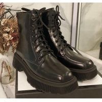 Best Design Gucci Oily Leathe 23 Lace-up Short Boots 120148 Black