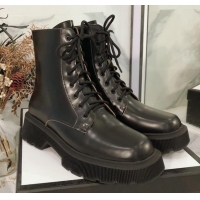 Low Price Gucci Shiny Leathe 23 Lace-up Short Boots 120151 Black