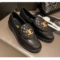 Top Quality Chanel Leather Loafers with CC Foldover 120279 Balck