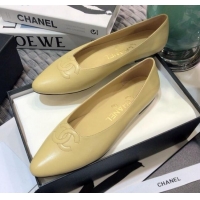 Charming Chanel Vintage Lambskin Ballerinas with Embossed CC 011134 Nude 2021