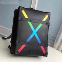Top Grade Louis Vuitton Men's Soft Trunk Rainbow Cross Backpack M30337 Black 2019