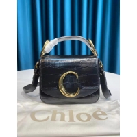 Low Price Chloe C Clutch With Chain Bag Original Leather C93108 Black