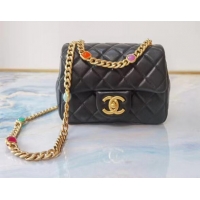 Inexpensive Chanel flap bag Lambskin Resin & Gold-Tone Metal AS2379 Black