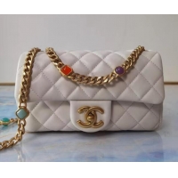 Good Product Chanel flap bag Lambskin Resin & Gold-Tone Metal AS2380 white