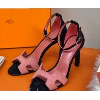 Best Product Hermes Premiere Crystal H Heel 90 Sandals Pink/Black 082701