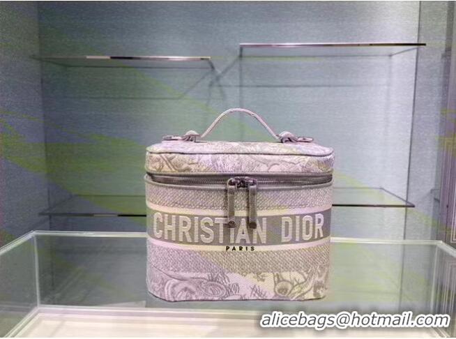 Low Cost Dior Toile de Jouy Embroidery DIORTRAVEL VANITY CASE S5480V gray
