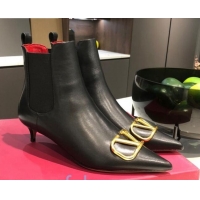Best Luxury Valentino VLogo Calfskin Heel 40 Boots 082711 Black/Gold