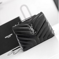 Hot Sell SAINT LAURENT LOULOU SMALL IN MATELASSE Y LEATHER 494699 black&Ancient silver