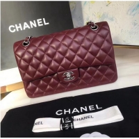 Good Price Chanel classic handbag Lambskin & silver Metal A01112 Burgundy
