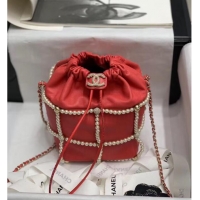 Good Product Chanel drawstring bag Lambskin & Gold Metal AS2388 red