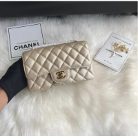 Best Price Chanel mini flap bag Grained Calfskin A1116 Gold