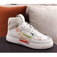 Grade Quality Valentino VL7N Calfskin High-Top Sneaker with Print Bands 012742 White/Multicolor