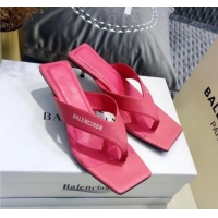 New Style Balenciaga Metal Square Thong Heel Slide Sandals 060412 Pink