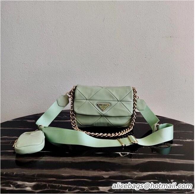 Well Crafted Prada Gaufre nappa leather shoulder bag 1BD292A light green