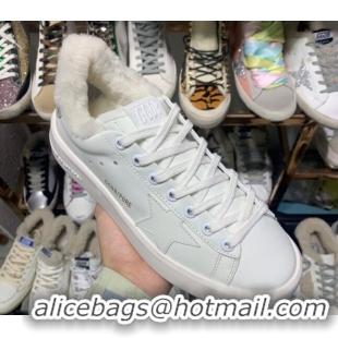 Promotional Golden Goose White Calfskin Sneakers GB0362 With Shearling and White Star