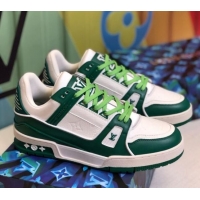Best Luxury Louis Vuitton LV Trainer Sneakers 1A812O White/Green