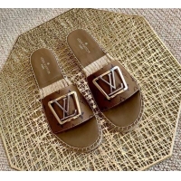 Hot Style Louis Vuitton Monogram Reverse Canvas Espadrille Slide Sandals with Square LV Buckle 011112