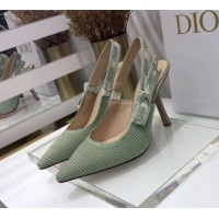 Best Price Dior J'Adior Slingback Pumps 9.5cm in Green Cotton Ribbon 022501