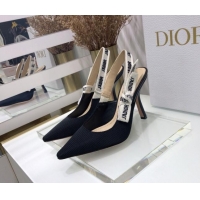 Elegant Dior J'Adior Slingback Pump With 9.5cm Heel in Black Technical Fabric 022681