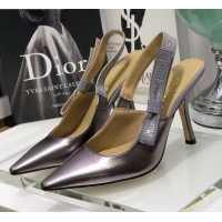Perfect Dior J'Adior Slingback Pumps 9.5cm in Silver Metallic Leather 031136