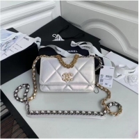 Unique Style Chanel 19 Iridescent Calfskin Chain Wallet AP0957 White