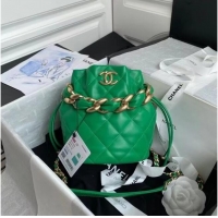 Shop Promotional Chanel Mini Lambskin Tote Bag AS2390 Green