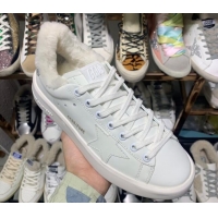 Promotional Golden Goose White Calfskin Sneakers GB0362 With Shearling and White Star