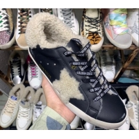 Best Price Golden Goose Super-Star Sneakers in Shearling and Calfskin GB0364 Black