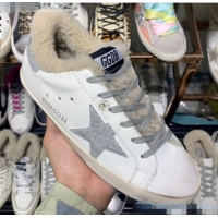 Good Product Golden Goose Super-Star Sneakers in Shearling and Calfskin G0365 White/Silver