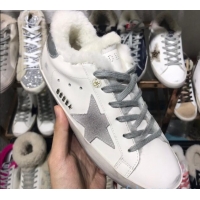 Top Design Golden Goose Super-Star Sneakers in Shearling and Calfskin GB0372 White/Grey