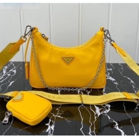 Good Product Prada Re-Edition 2005 Nylon Shoulder Bag 1BH204 Yellow 2020