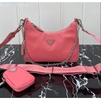 Luxury Classic Prada Re-Edition 2005 Nylon Shoulder Bag 1BH204 Pink 2020