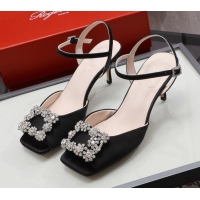 Buy Duplicate Roger Vivier Glitter Sandals 6.6cm 030810 Black