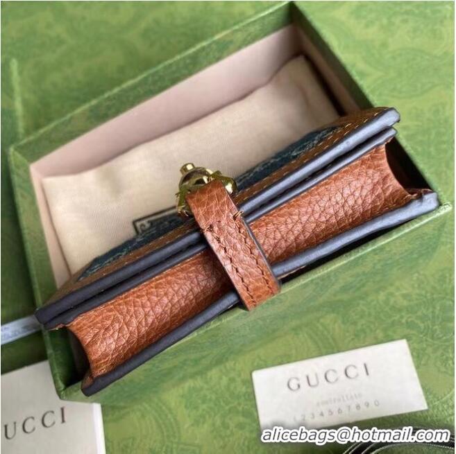 Top Quality Gucci Leather french flap wallet 645536 blue