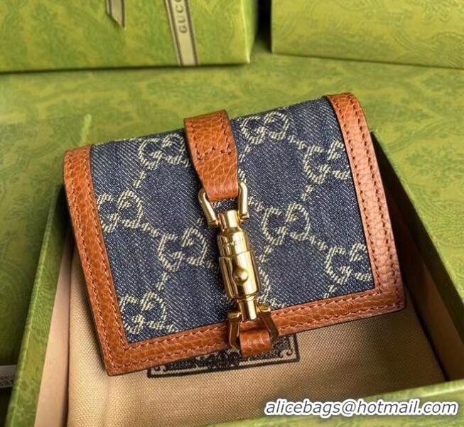 Top Quality Gucci Leather french flap wallet 645536 blue