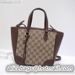 Luxury Best Gucci GG Canvas and Leather Tote Bag 449241 Brown 2021