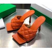 Top Quality Bottega Veneta Quilted Lambskin Square High-Heel Sandals 010708 Orange