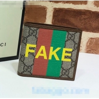 Promotional Gucci 'Fake/Not' Print Billfold Wallet 636166 Beige 2020
