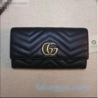 Super Quality Gucci GG Marmont Leather Continental Wallet ‎443436 Black 2020