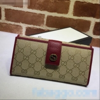 Top Grade Gucci GG Canvas Continental Wallet 337335 Apricot/Burgundy 2020