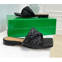 Affordable Price Bottega Veneta Stretch Raffia Flat Slide Sandals 030933 Black