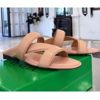 New Style Bottega Veneta Band Calfskin Flat Sandals 033144 Pink
