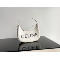 Top Grade Celine AVA BAG IN TRIOMPHE CANVAS AND CALFSKIN 193952 WHITE