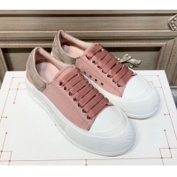 Best Price Alexander Mcqueen Deck Cotton Canvas Lace Up Sneakers 010637 Pink