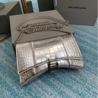 Popular Style Balenciaga HOURGLASS CHAIN BAG B164497 Silver