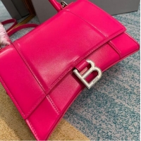 Cheapest Balenciaga HOURGLASS SMALL TOP HANDLE BAG B108895-1 neon pink