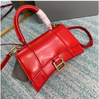 Grade Design Balenciaga Hourglass XS Top Handle Bag shiny box calfskin 28331 red