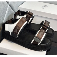 Buy Cheap Dior D-Wander Fabric Flat Strap Sandals CD8122 Brown 2021