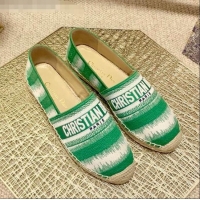 Discount Dior Granville Espadrilles in CD0916 Green D-Stripes Embroidered Cotton 2021