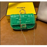 Youthful Fendi FF Leather Nano Baguette Charm FD1954 Green 2021